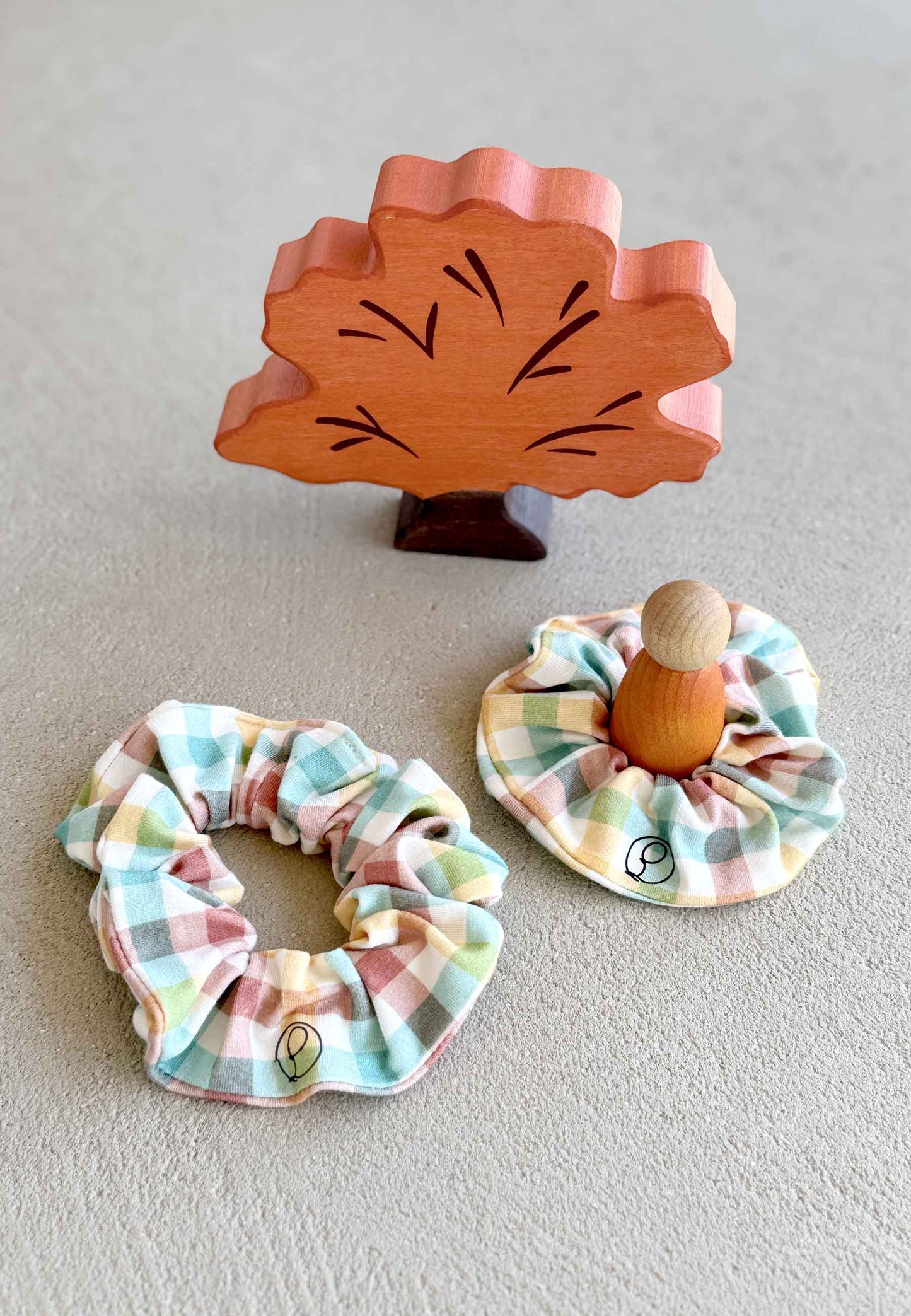 Chouchou (scrunchie) in bambù - Passeggiata nel bosco - Palloncino blu
