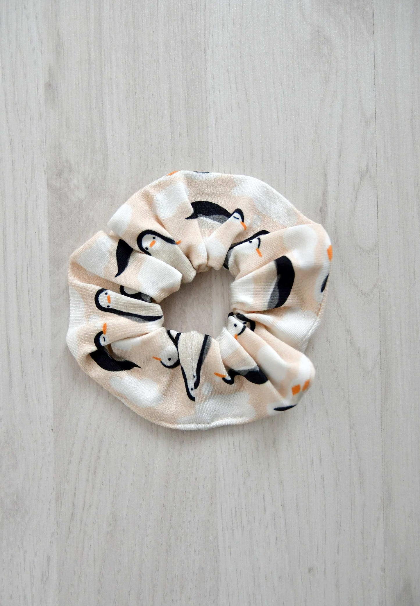 Chouchou (scrunchie) in bambù - Pinguini - Palloncino blu