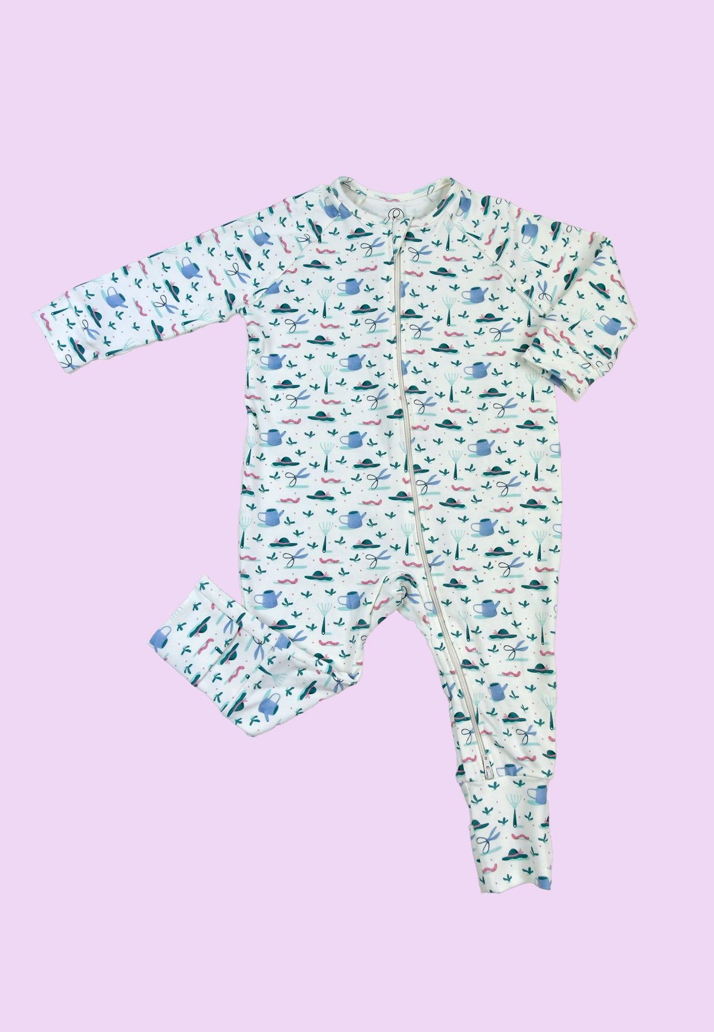 Tutina con zip in bambù - In giardino - Palloncino blu