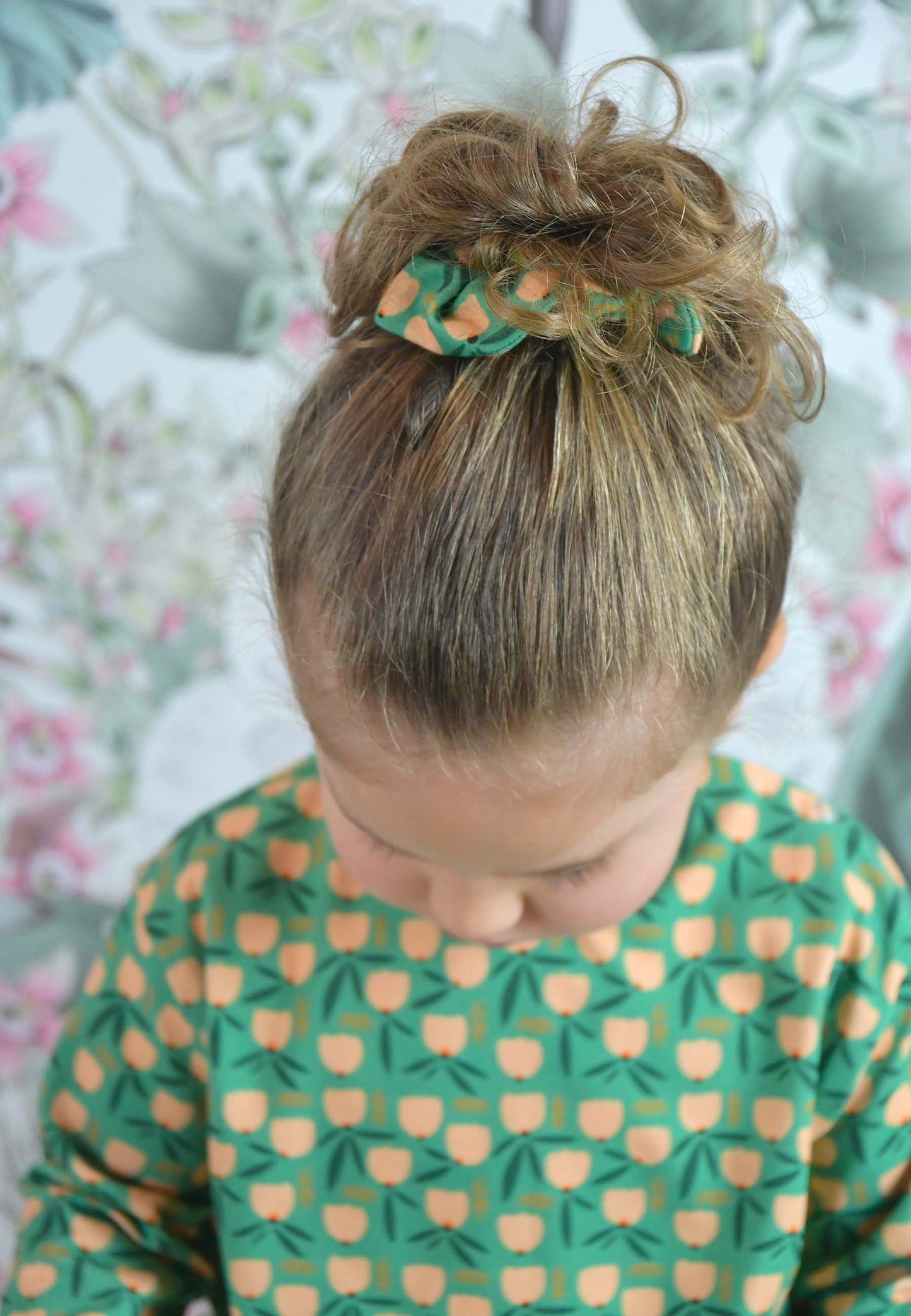Chouchou (scrunchie) in bambù - Tulipani - Palloncino blu