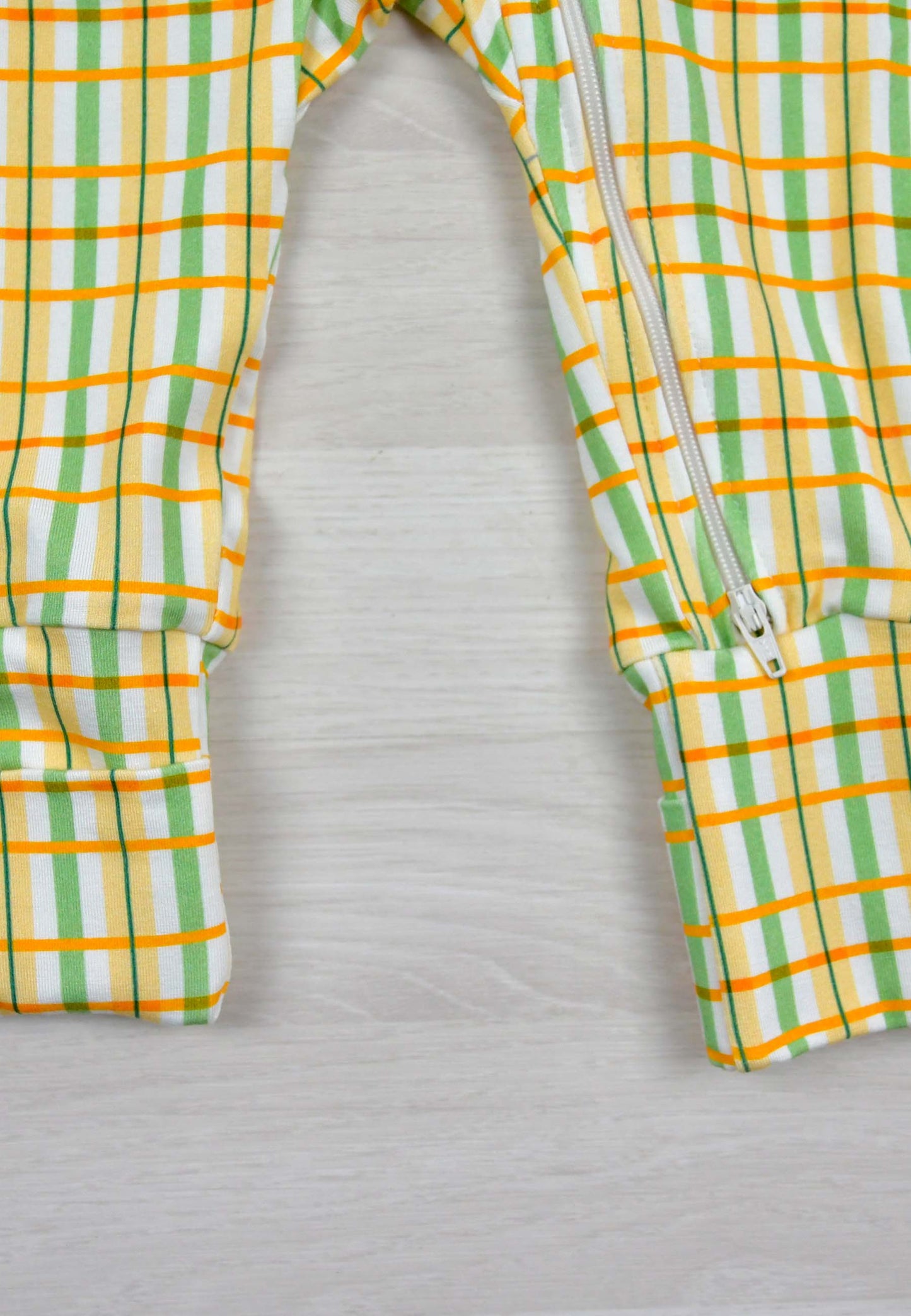 Tutina con zip in bambù - Tartan prato fiorito - Palloncino blu
