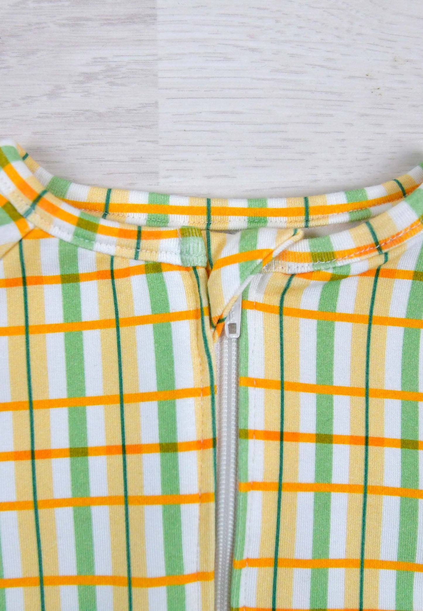 Tutina con zip in bambù - Tartan prato fiorito - Palloncino blu