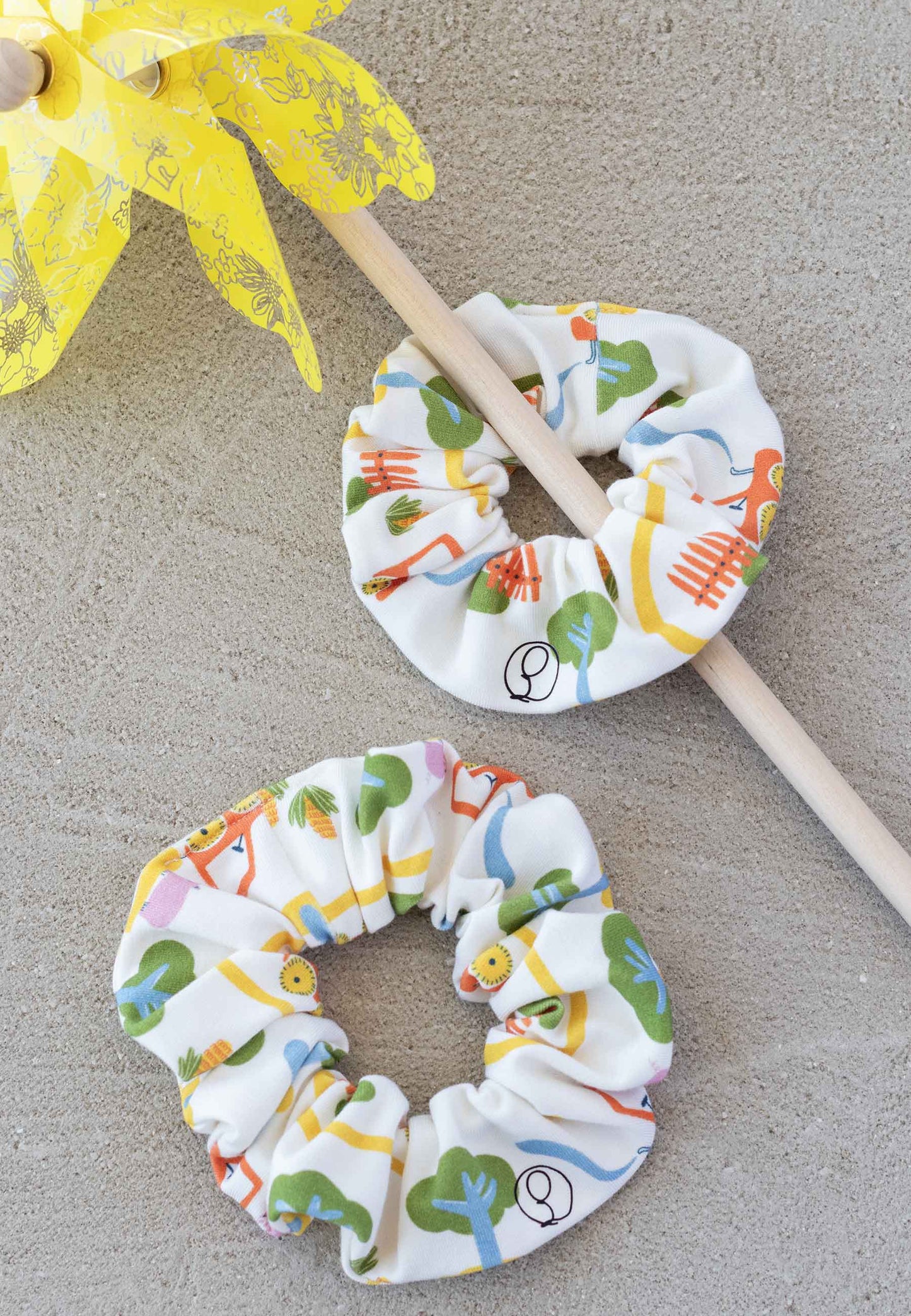 Chouchou (scrunchie) in bambù - In fattoria - Palloncino blu