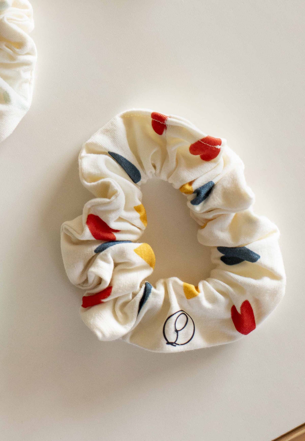 Chouchou (scrunchie) in bambù - Cuori - Palloncino blu