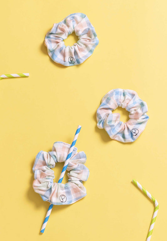 Chouchou (scrunchie) in bambù - Sunny picnic - Palloncino blu
