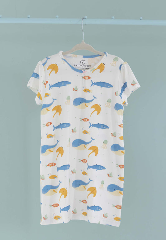 Camicia da notte in bambù - Sott'acqua - Palloncino blu