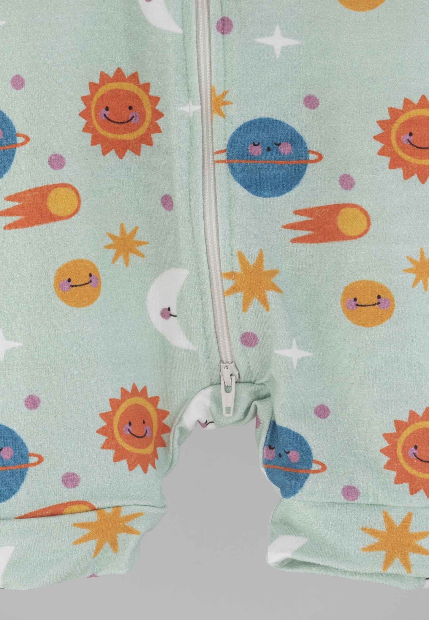 Tutina con zip in bambù - Spaziale! - Palloncino blu