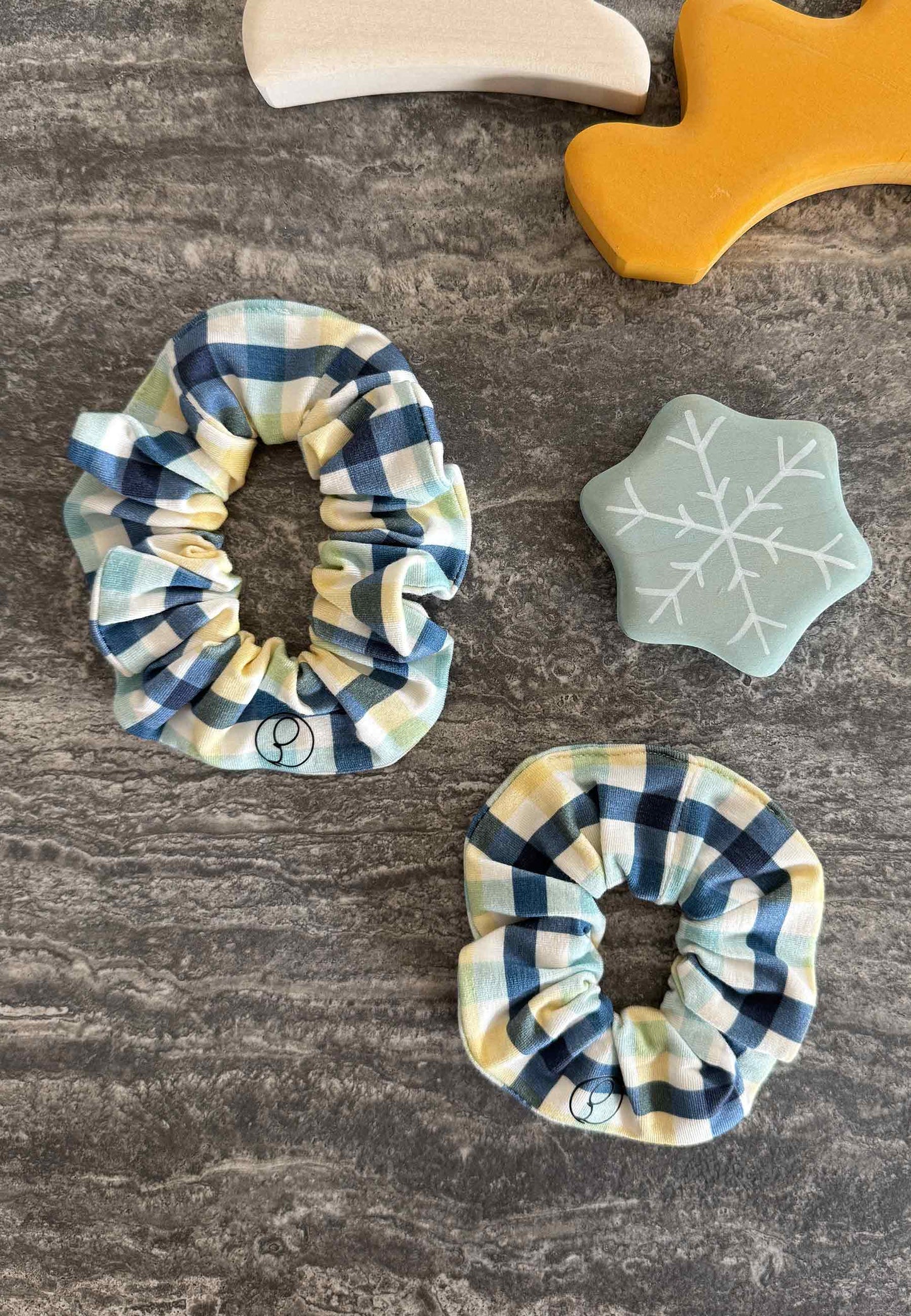 Chouchou (scrunchie) in bambù - Cielo d'inverno - Palloncino blu