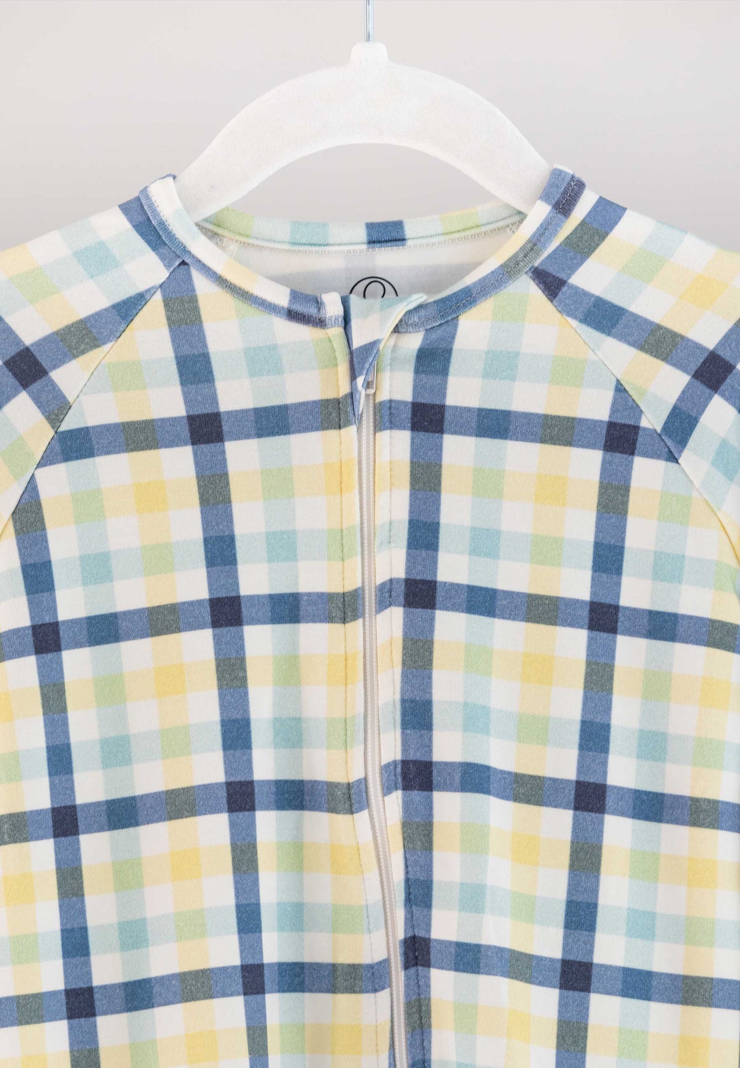 Tutina con zip in bambù - Cielo d'inverno - Palloncino blu