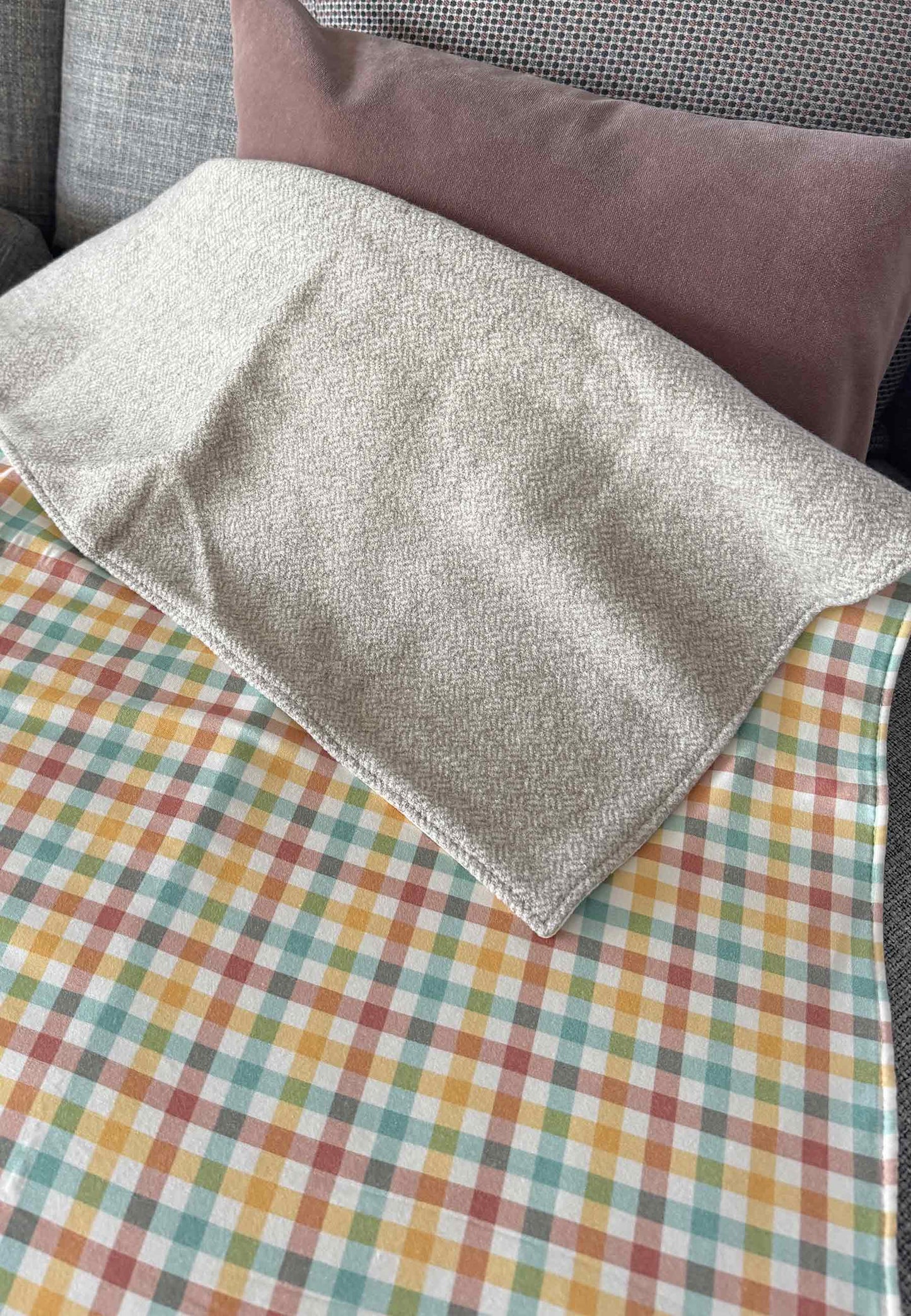 Copertine in bambù - Abbraccio - "Lana Beige" - Palloncino blu