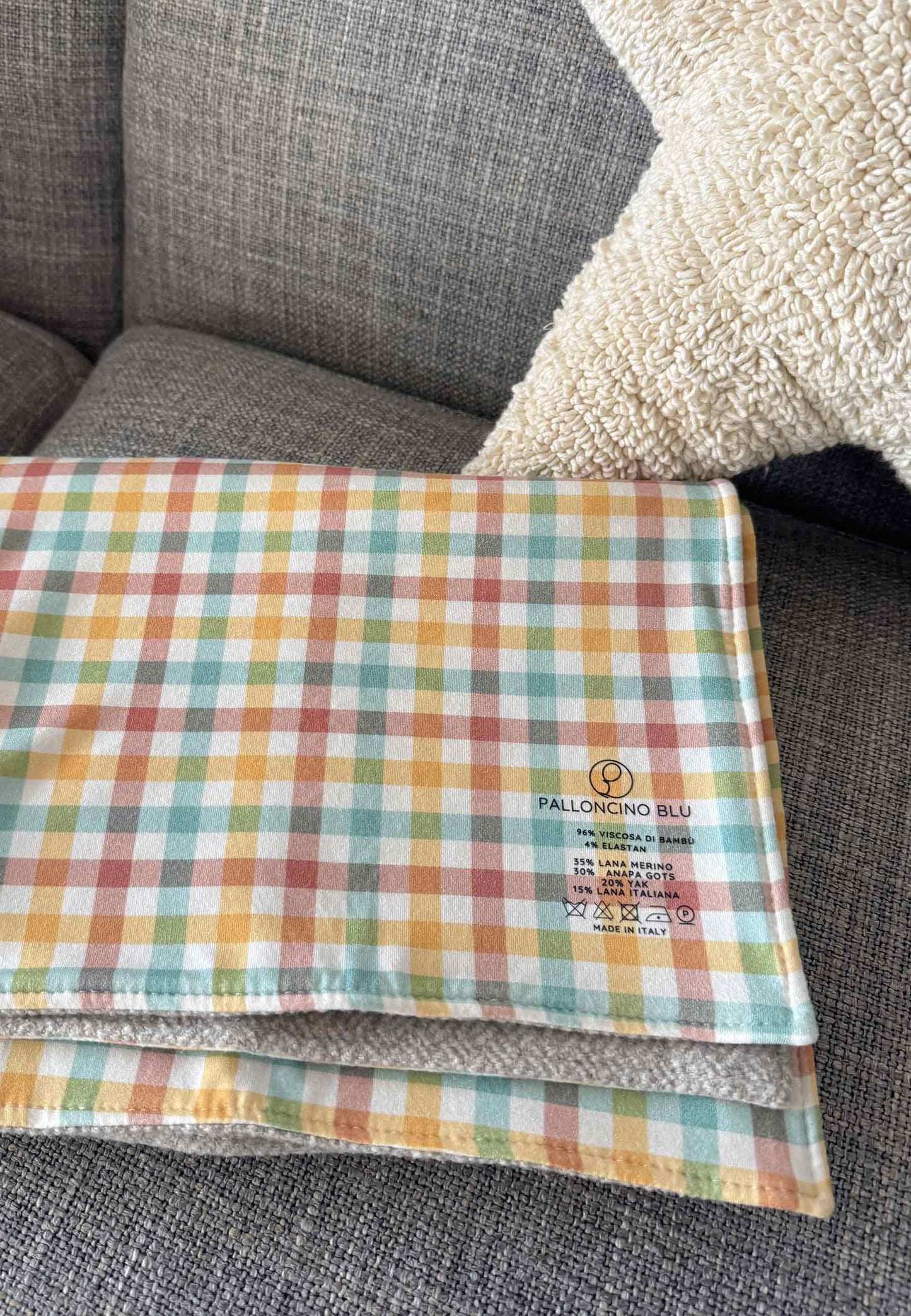 Copertine in bambù - Abbraccio - "Lana Beige" - Palloncino blu