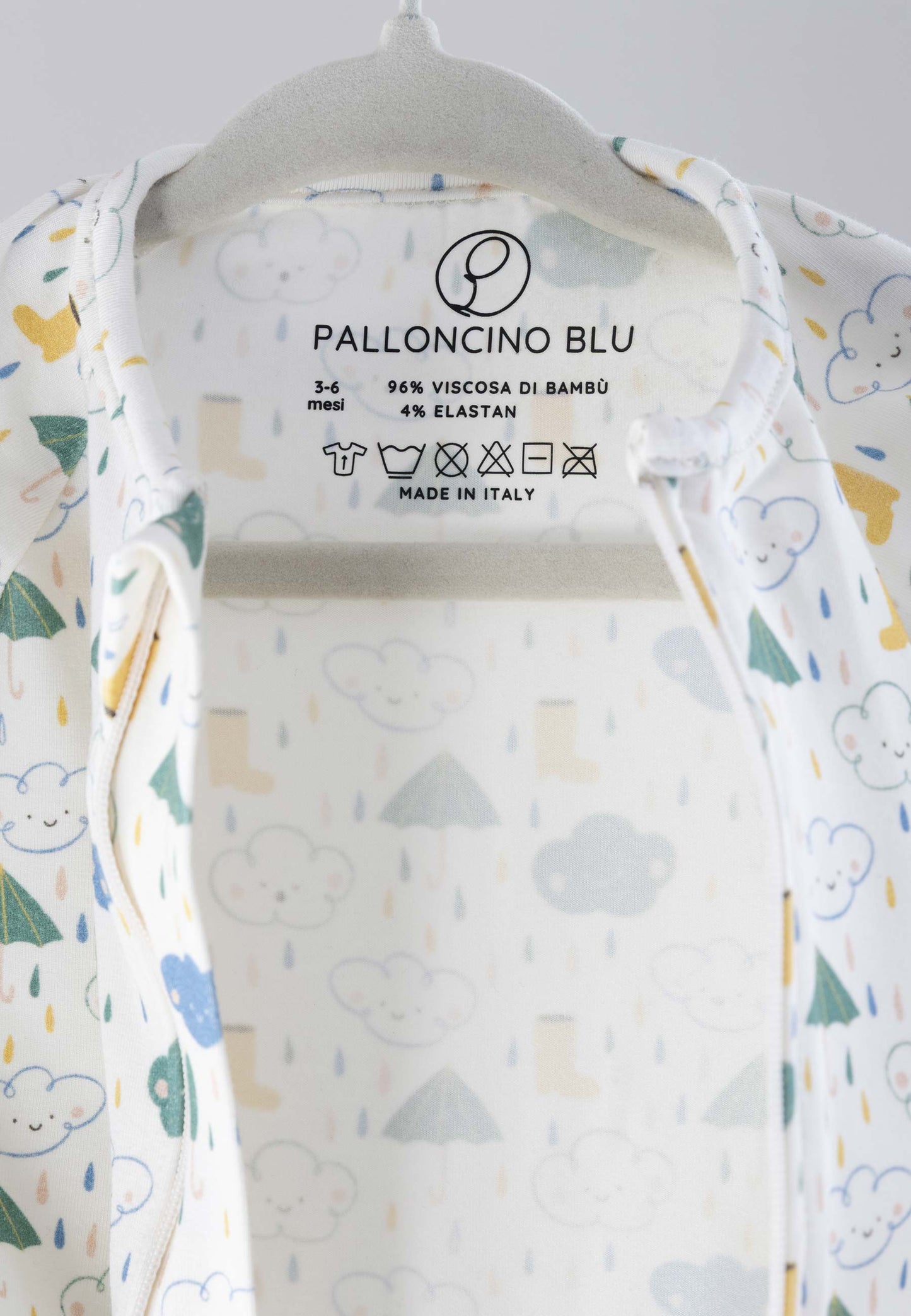 Tutina con zip in bambù - Splash - Palloncino blu