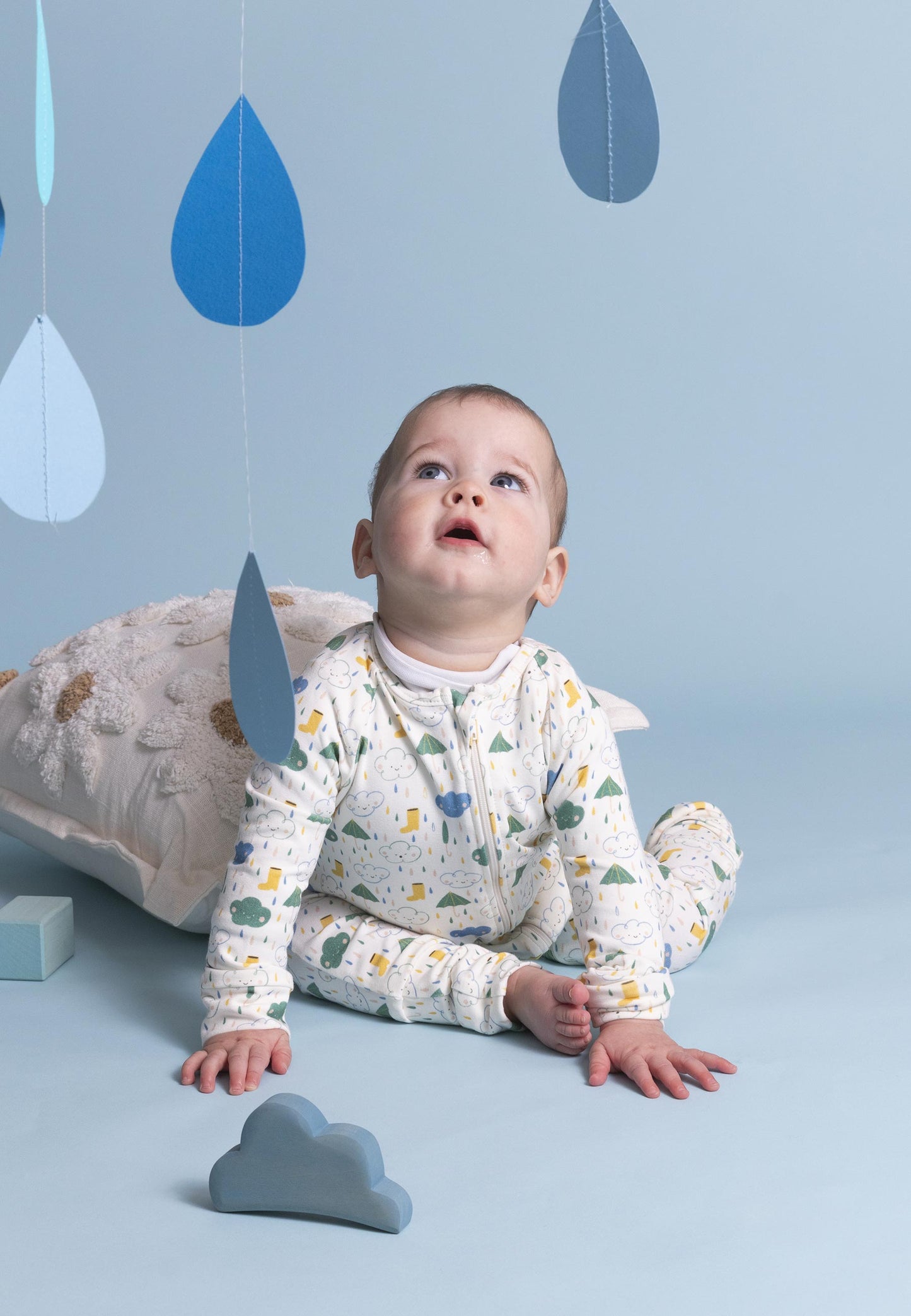 Tutina con zip in bambù - Splash - Palloncino blu