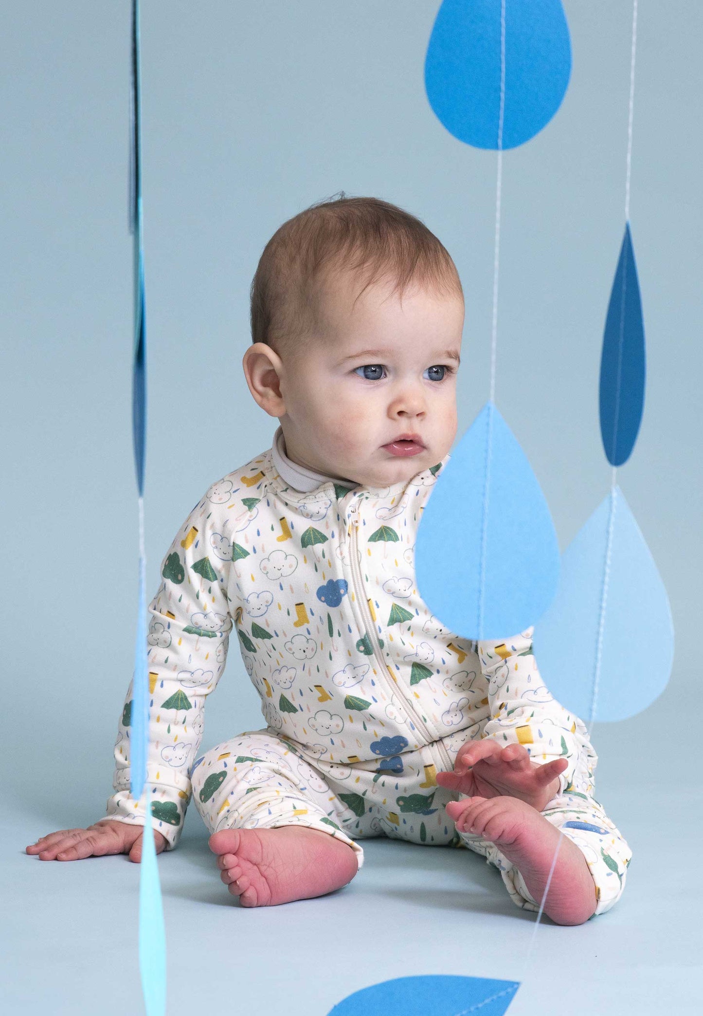 Tutina con zip in bambù - Splash - Palloncino blu