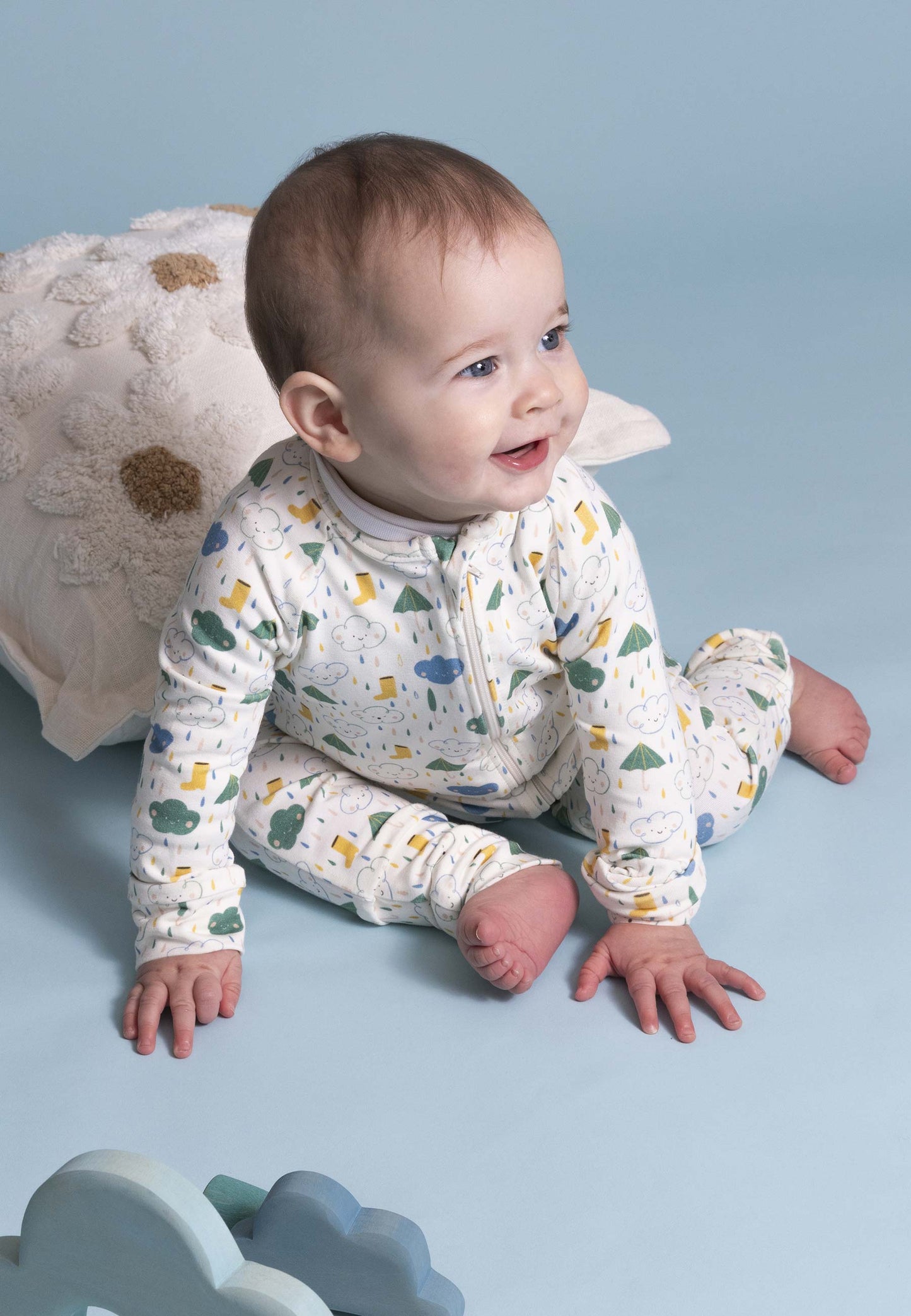 Tutina con zip in bambù - Splash - Palloncino blu